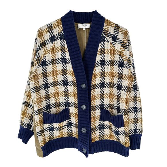 SEA NEW YORK Houndstooth Boyfriend Cardigan XS - Picture 1 of 10